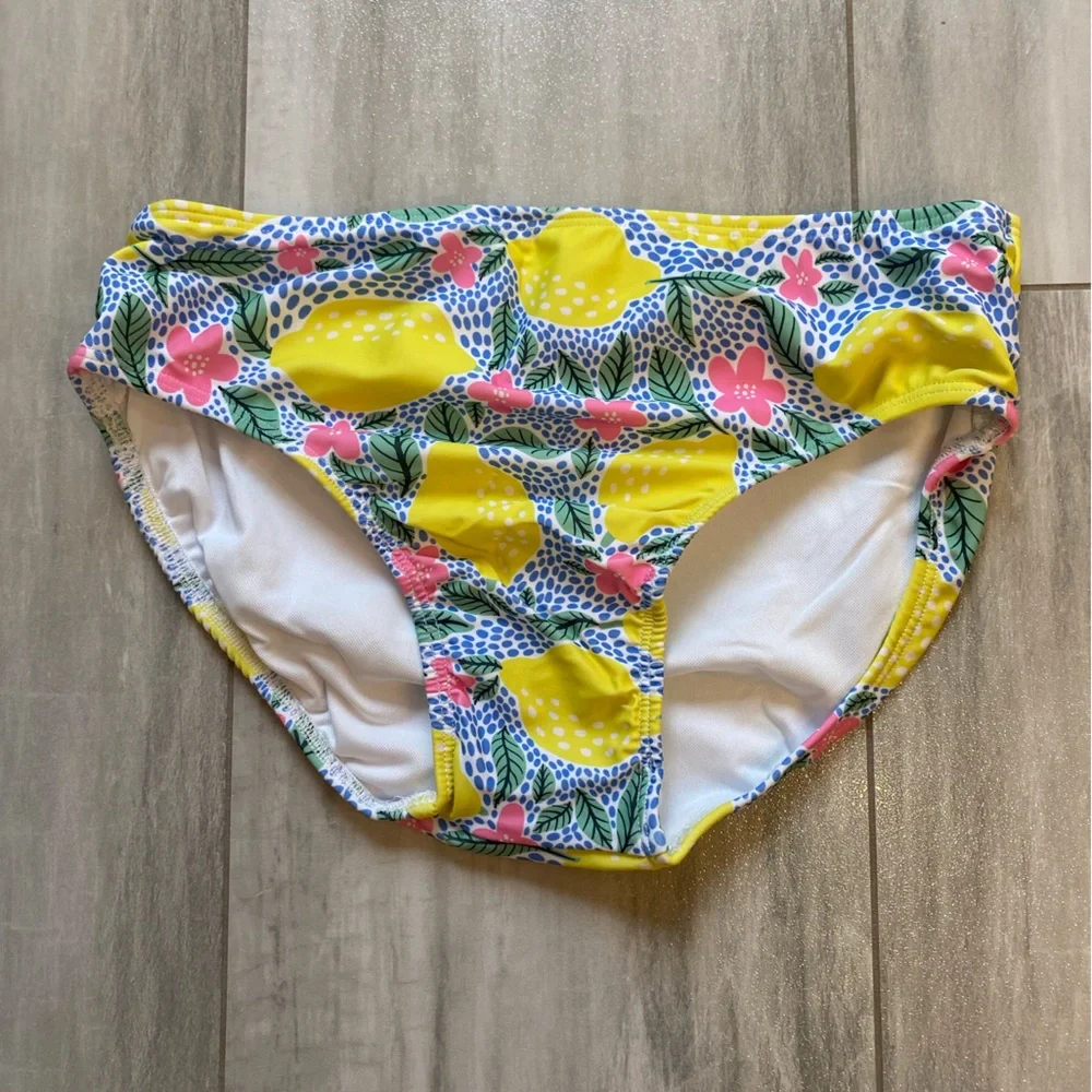 NWT Sugar Bee Colorful Lemon Floral Print Flutter 2-Piece Bikini, women’s S
